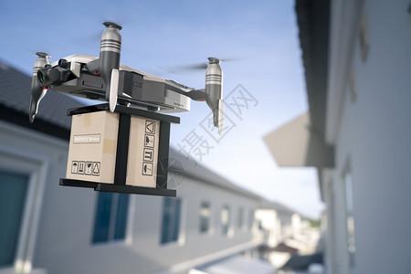 产品自家交付服务的无人机技术工程装置业飞行物流货运输或汽车3d部件